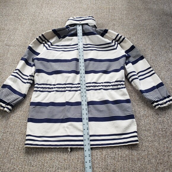 Ralph Lauren Nautical Jacket Hooded Women's Small Stripeed Ivory Blue - Picture 13 of 13